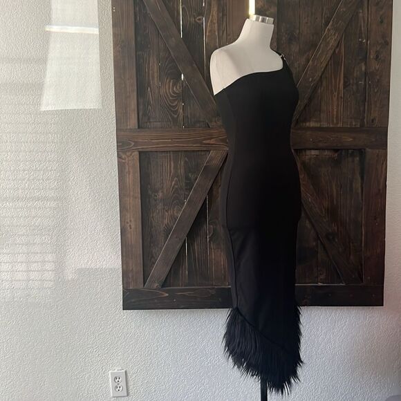 Sexy One Shouder Asymmetrical  RUFFLE MY FEATHERS DRESS - Picture 4 of 15
